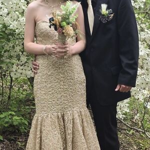 Elegant Gold Strapless Dress